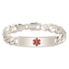 Sterling Silver Polished Medical Figaro Anchor Link ID Bracelet XSM173