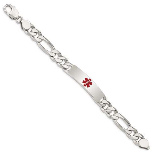 Sterling Silver Polished Medical Figaro Anchor Link ID Bracelet XSM176