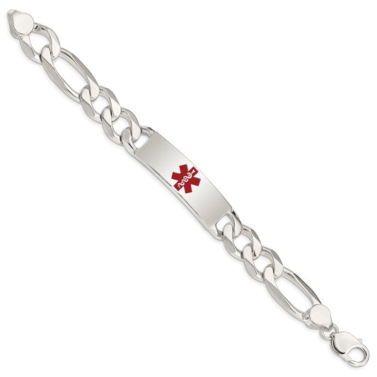 Sterling Silver Polished Medical Figaro Anchor Link ID Bracelet XSM177