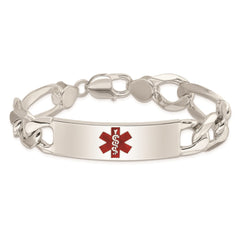 Sterling Silver Polished Medical Figaro Anchor Link ID Bracelet XSM177