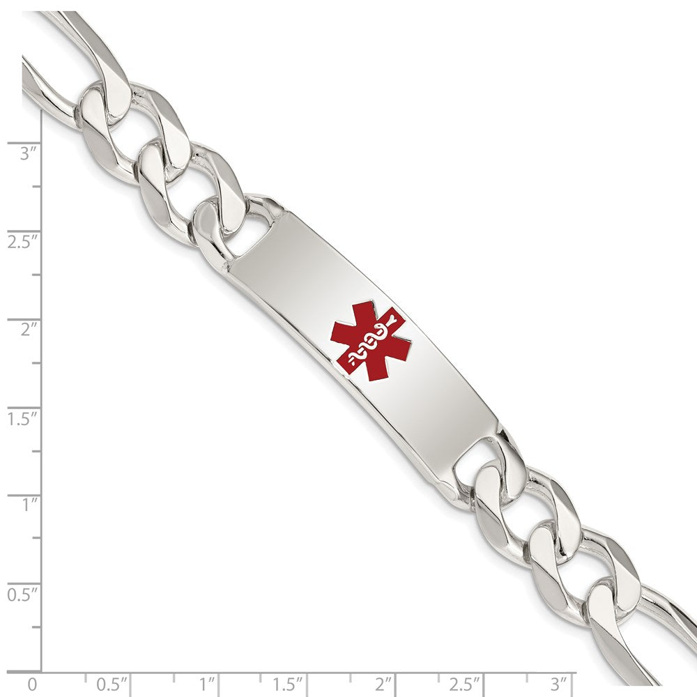 Sterling Silver Polished Medical Figaro Anchor Link ID Bracelet XSM177