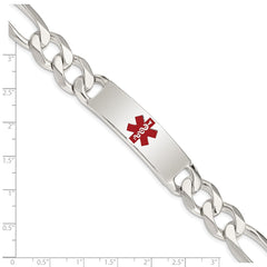Sterling Silver Polished Medical Figaro Anchor Link ID Bracelet XSM177
