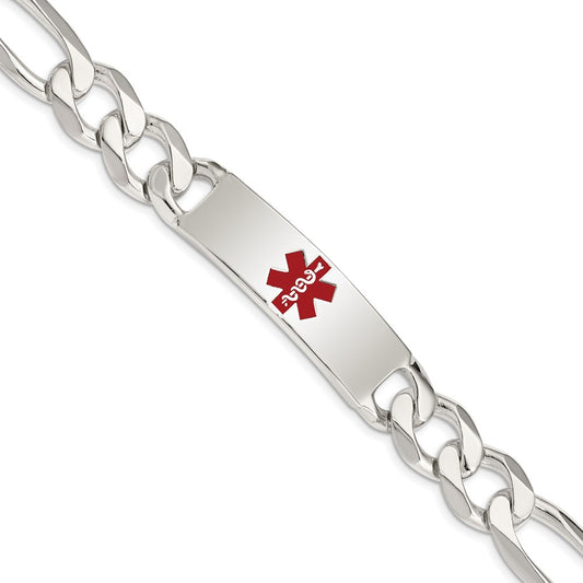 Sterling Silver Polished Medical Figaro Anchor Link ID Bracelet XSM177