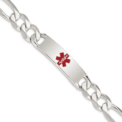 Sterling Silver Polished Medical Figaro Anchor Link ID Bracelet XSM177