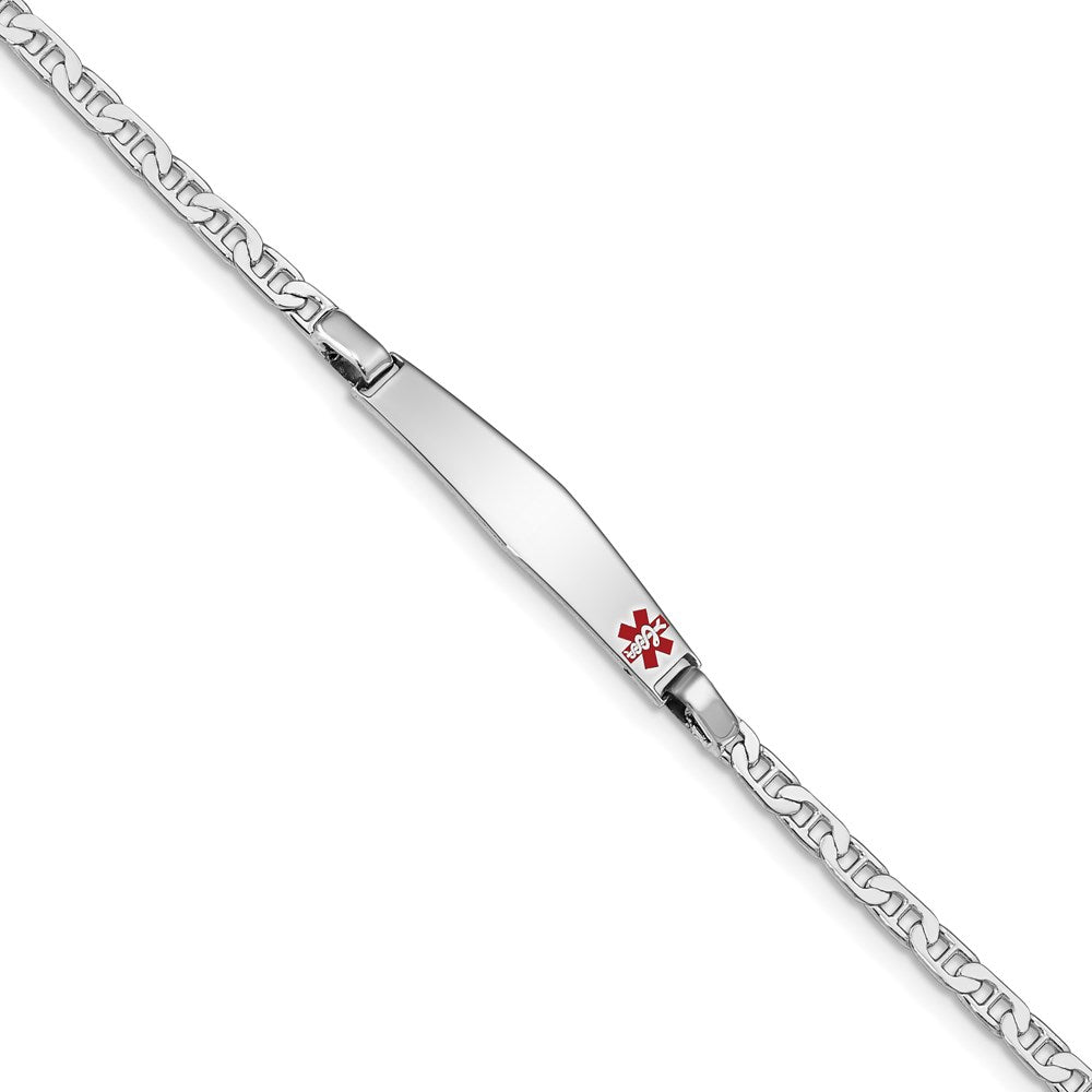 Sterling Silver Rhodium-plated Medical ID Anchor Link Bracelet XSM18