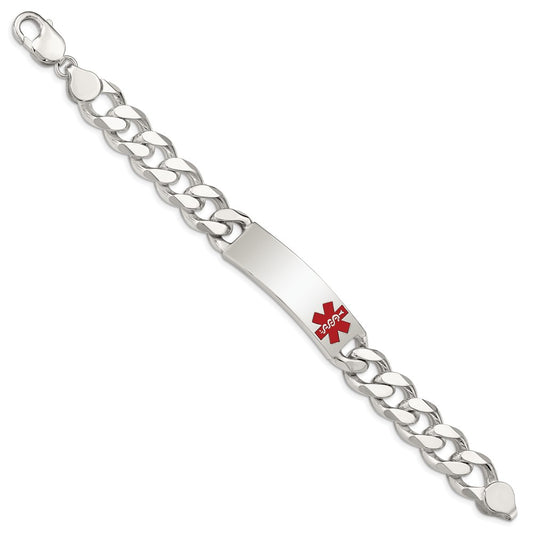 Sterling Silver Polished Medical Curb Link ID Bracelet XSM180