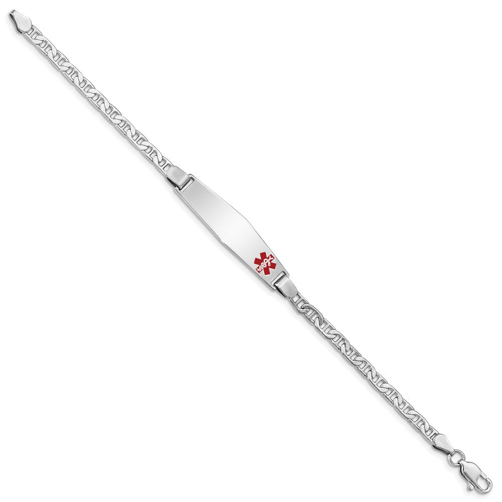 Sterling Silver Rhodium-plated Medical ID Anchor Link Bracelet XSM23