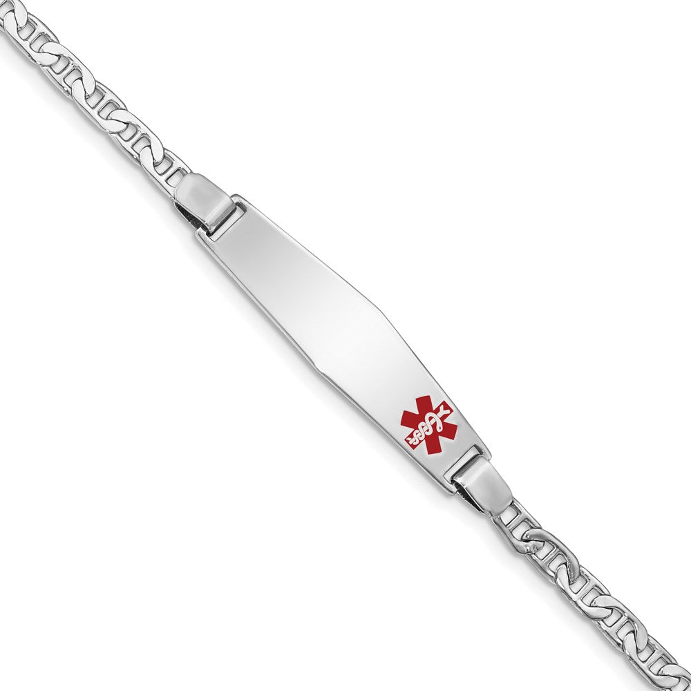 Sterling Silver Rhodium-plated Medical ID Anchor Link Bracelet XSM23
