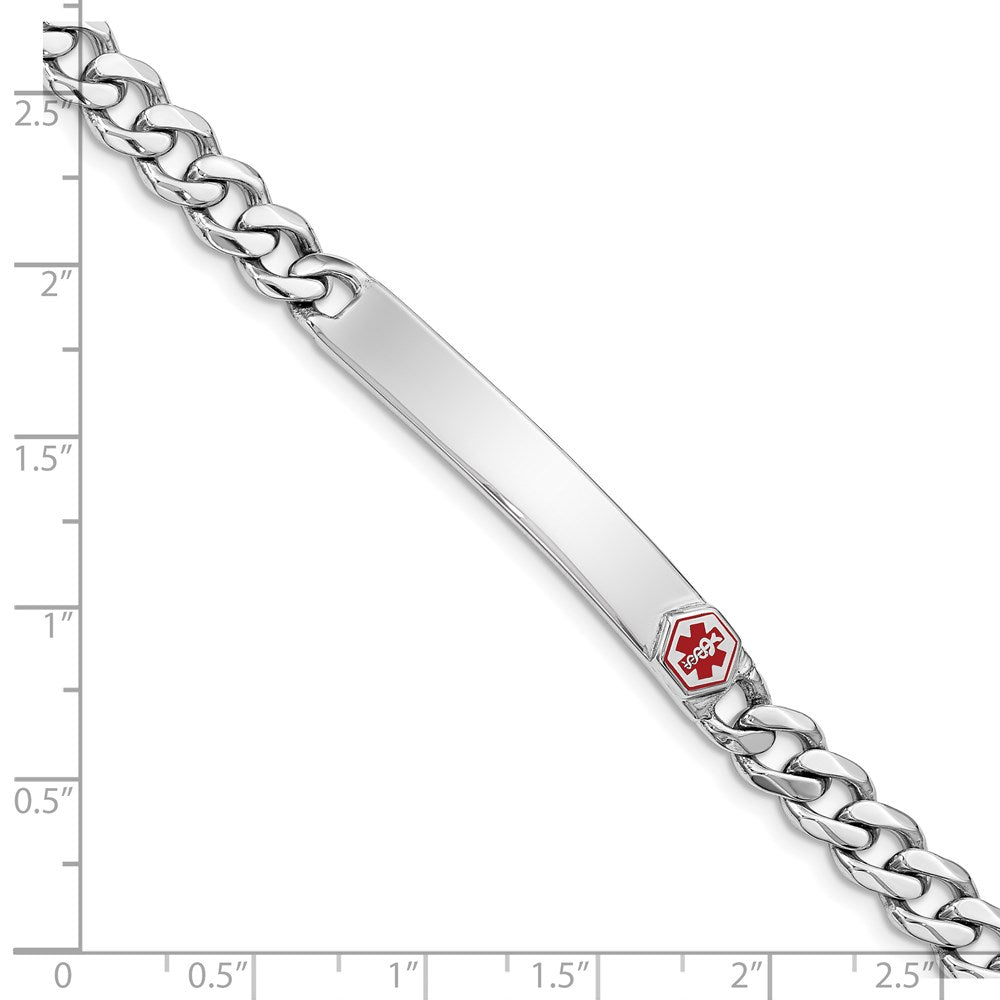 Sterling Silver Rhodium-plated Medical ID Curb Link Bracelet XSM27