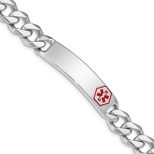 Sterling Silver Rhodium-plated Medical ID Curb Link Bracelet XSM28