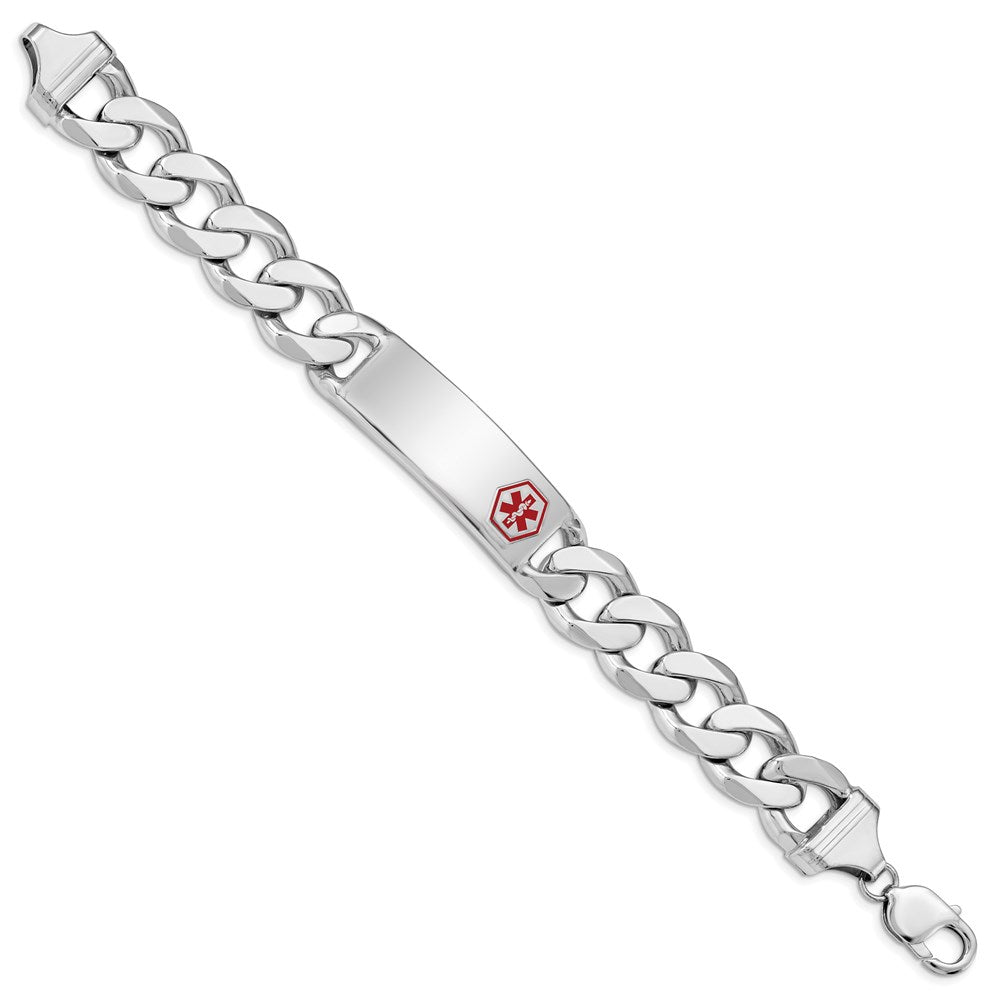 Sterling Silver Rhodium-plated Medical ID Curb Link Bracelet XSM29