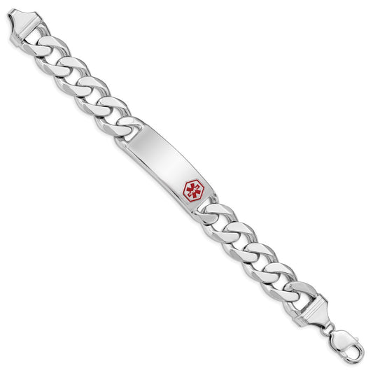 Sterling Silver Rhodium-plated Medical ID Curb Link Bracelet XSM29