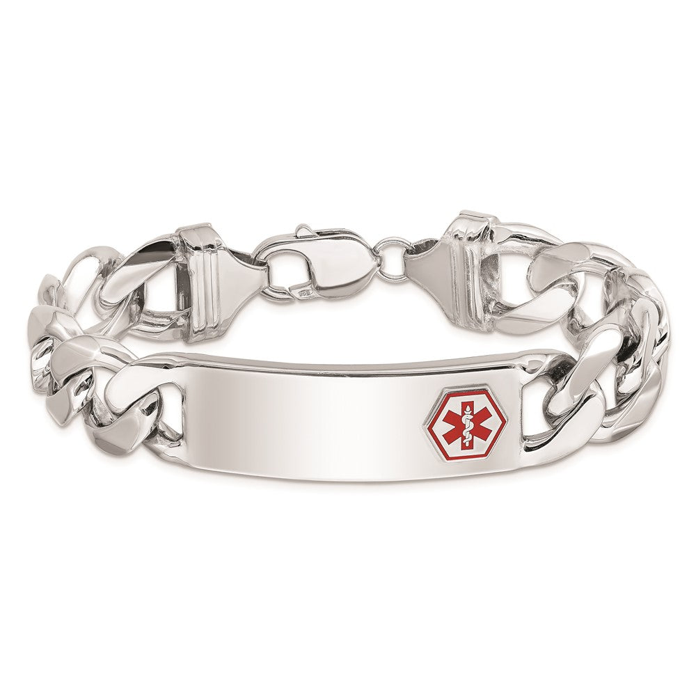 Sterling Silver Rhodium-plated Medical ID Curb Link Bracelet XSM29