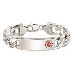 Sterling Silver Rhodium-plated Medical ID Curb Link Bracelet XSM29