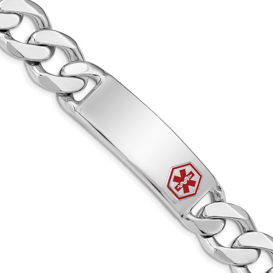 Sterling Silver Rhodium-plated Medical ID Curb Link Bracelet XSM29