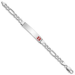Sterling Silver Rhodium-plated Medical ID Figaro Link Bracelet XSM31