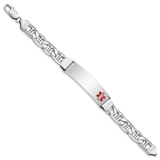 Sterling Silver Rhodium-plated Medical ID Anchor Link Bracelet XSM33