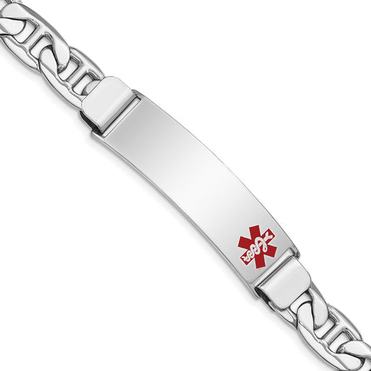 Sterling Silver Rhodium-plated Medical ID Anchor Link Bracelet XSM33