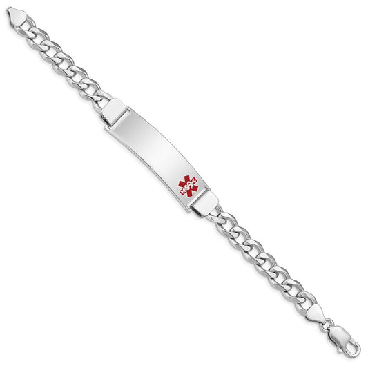 Sterling Silver Rhodium-plated Medical ID Curb Link Bracelet XSM34
