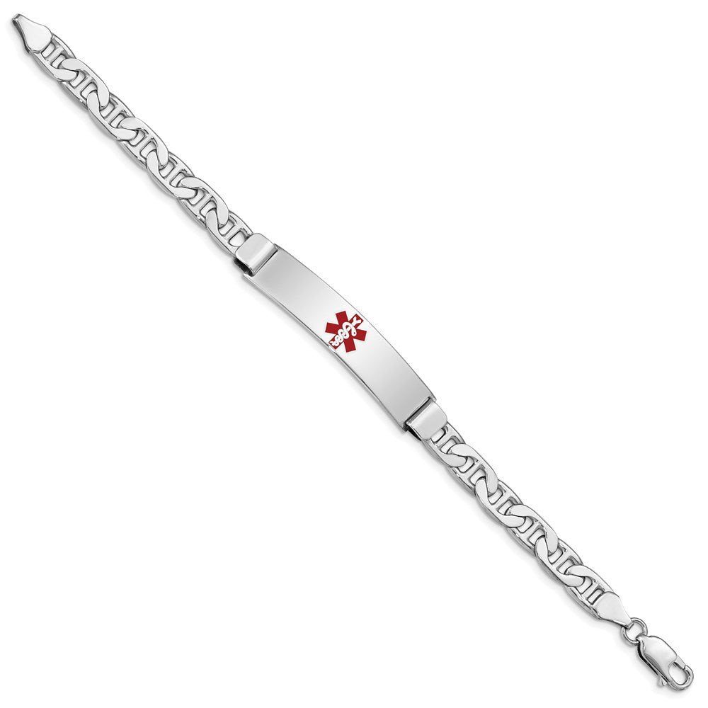 Sterling Silver Rhodium-plated Medical ID Anchor Link Bracelet XSM35