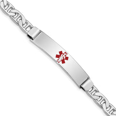 Sterling Silver Rhodium-plated Medical ID Anchor Link Bracelet XSM35