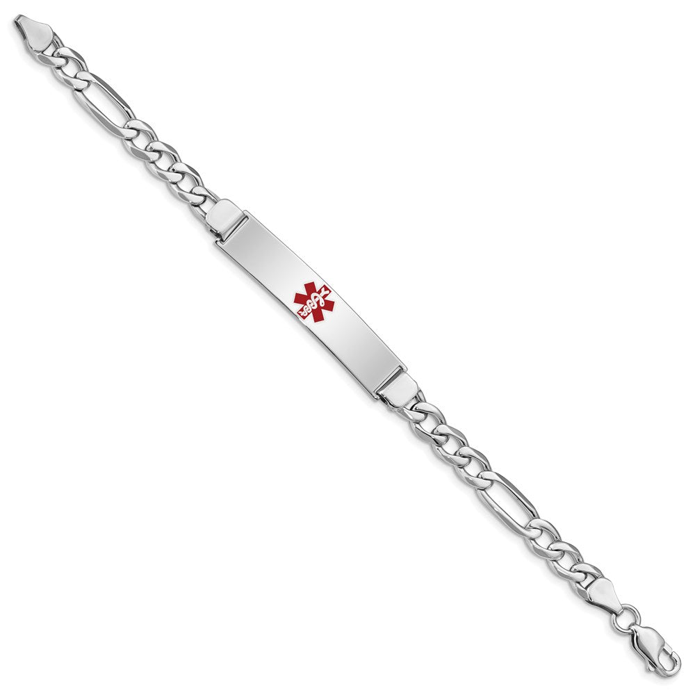 Sterling Silver Rhodium-plated Medical ID Figaro Link Bracelet XSM36