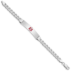 Sterling Silver Rhodium-plated Medical ID Curb Link Bracelet XSM37