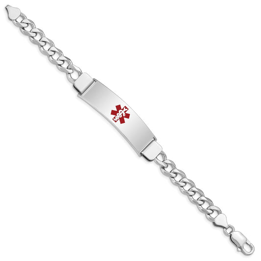 Sterling Silver Rhodium-plated Medical ID Curb Link Bracelet XSM38