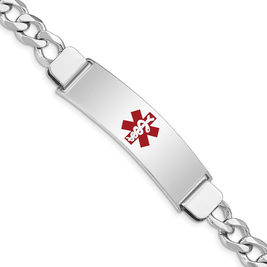 Sterling Silver Rhodium-plated Medical ID Curb Link Bracelet XSM38