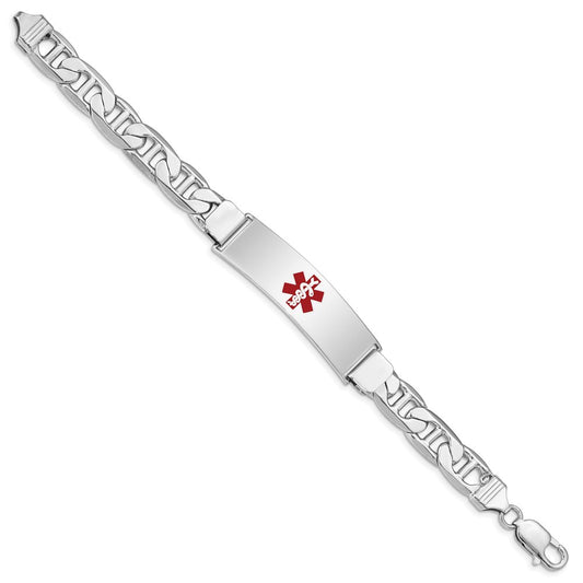 Sterling Silver Rhodium-plated Medical ID Anchor Link Bracelet XSM39