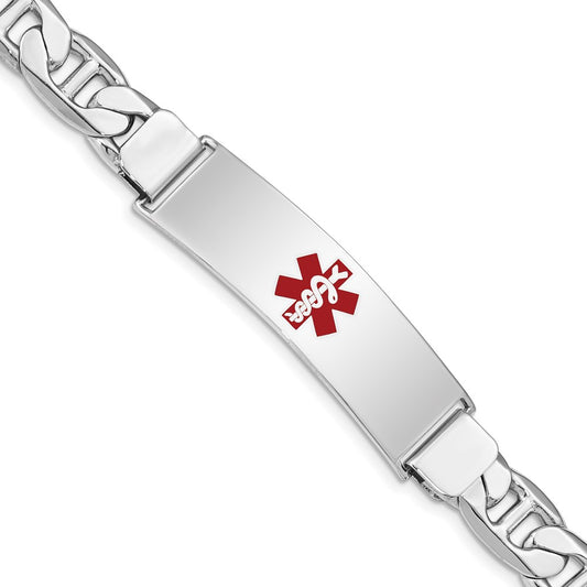 Sterling Silver Rhodium-plated Medical ID Anchor Link Bracelet XSM39