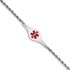 Sterling Silver Rhodium-plated Medical ID Rope Link Bracelet XSM41