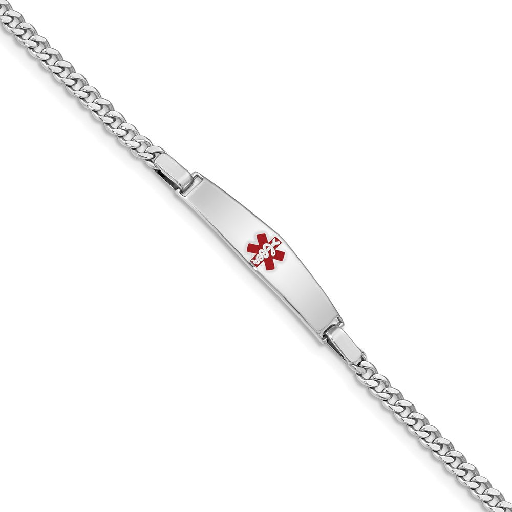 Sterling Silver Rhodium-plated Medical ID Curb Link Bracelet XSM42