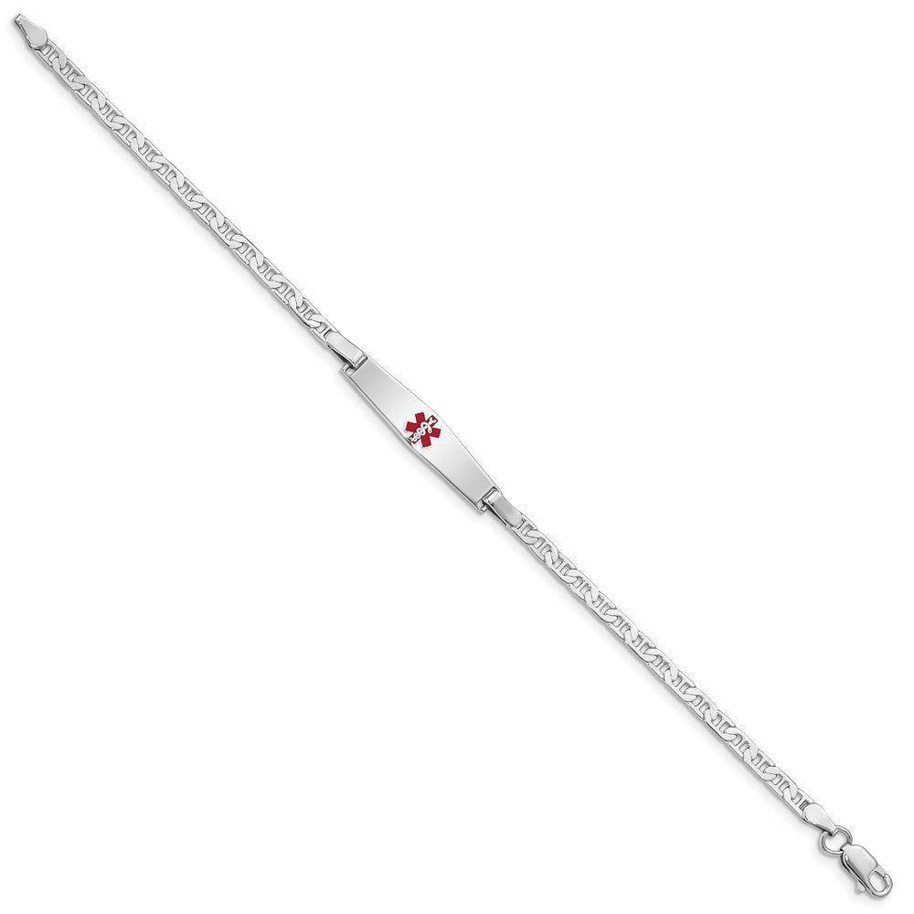Sterling Silver Rhodium-plated Medical ID Anchor Link Bracelet XSM44