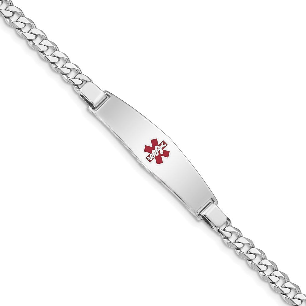 Sterling Silver Rhodium-plated Medical ID Curb Link Bracelet XSM45