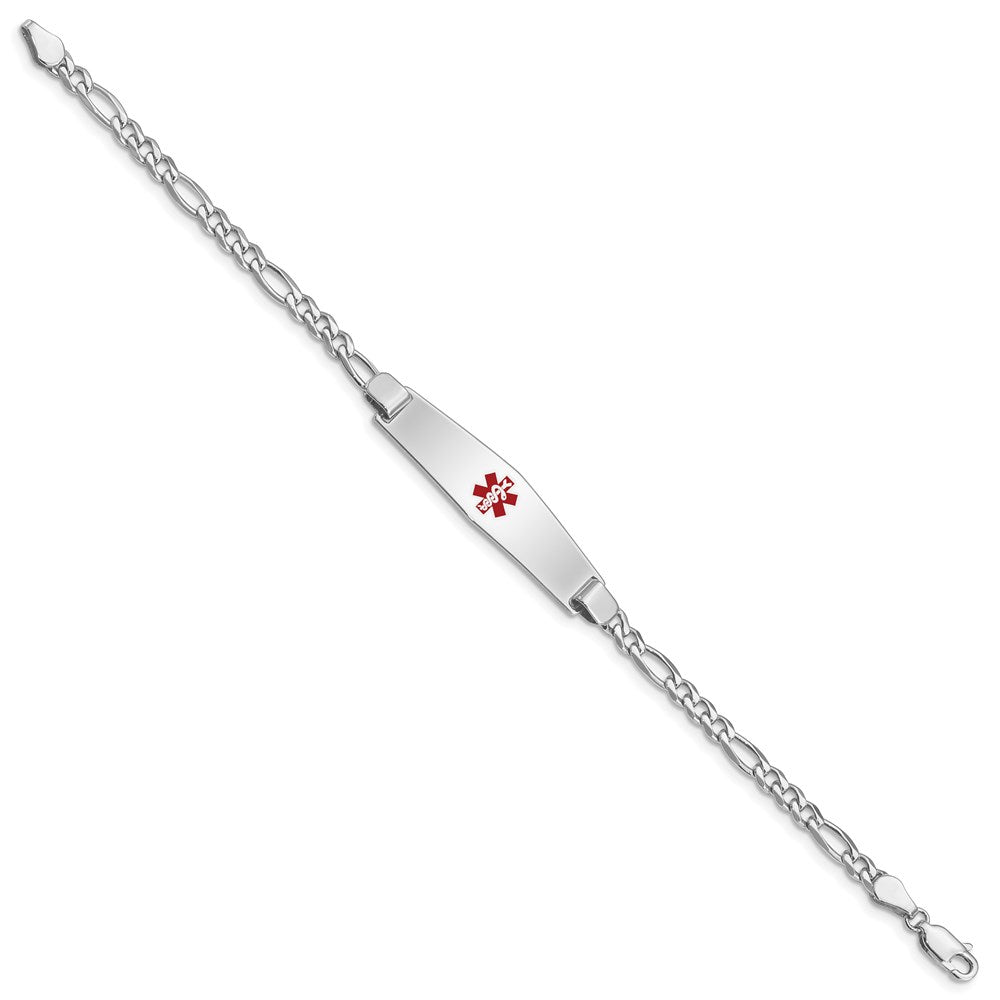 Sterling Silver Rhodium-plated Medical ID Figaro Link Bracelet XSM46