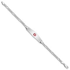 Sterling Silver Rhodium-plated Medical ID Figaro Link Bracelet XSM46
