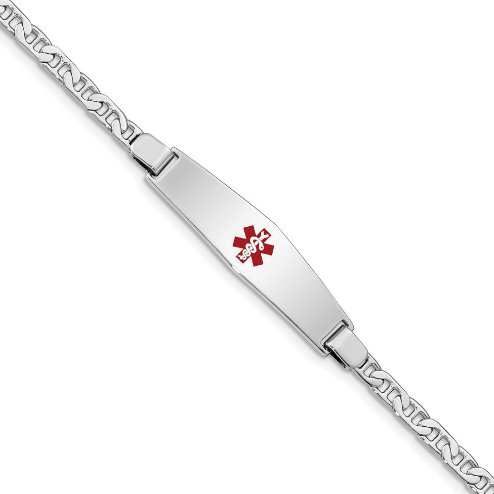 Sterling Silver Rhodium-plated Medical ID Anchor Link Bracelet XSM47