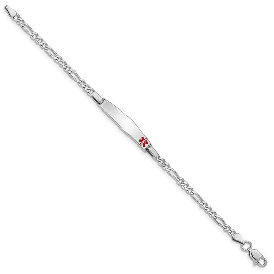 Sterling Silver Rhodium Children's Medical ID Bracelet w/Figaro ID Bracelet XSM53