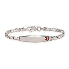 Sterling Silver Rhodium Children's Medical ID Bracelet w/Figaro ID Bracelet XSM53