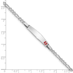 Sterling Silver Rhodium Children's Medical ID Bracelet w/Figaro ID Bracelet XSM53