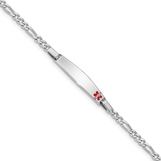 Sterling Silver Rhodium Children's Medical ID Bracelet w/Figaro ID Bracelet XSM53