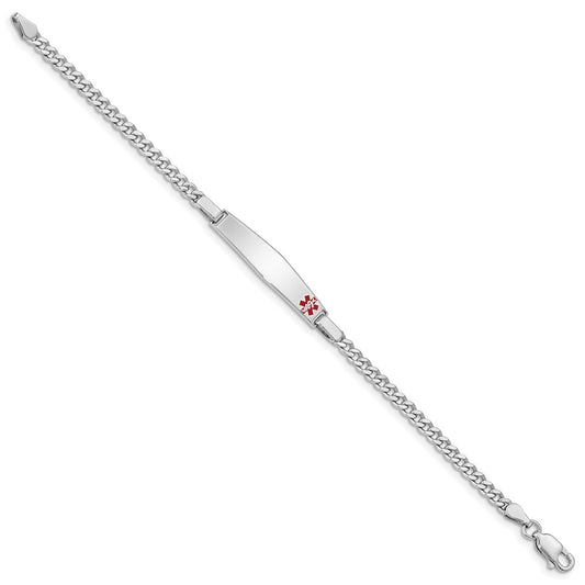 Sterling Silver Rhod-plated Children's Medical ID Bracelet w/Curb Link XSM54