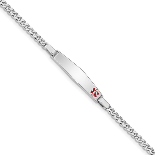 Sterling Silver Rhod-plated Children's Medical ID Bracelet w/Curb Link XSM54