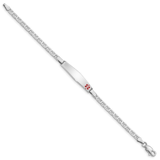 Sterling Silver Rhod-plated Children's Medical ID Bracelet w/Anchor XSM55
