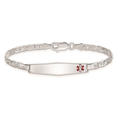 Sterling Silver Rhod-plated Children's Medical ID Bracelet w/Anchor XSM55
