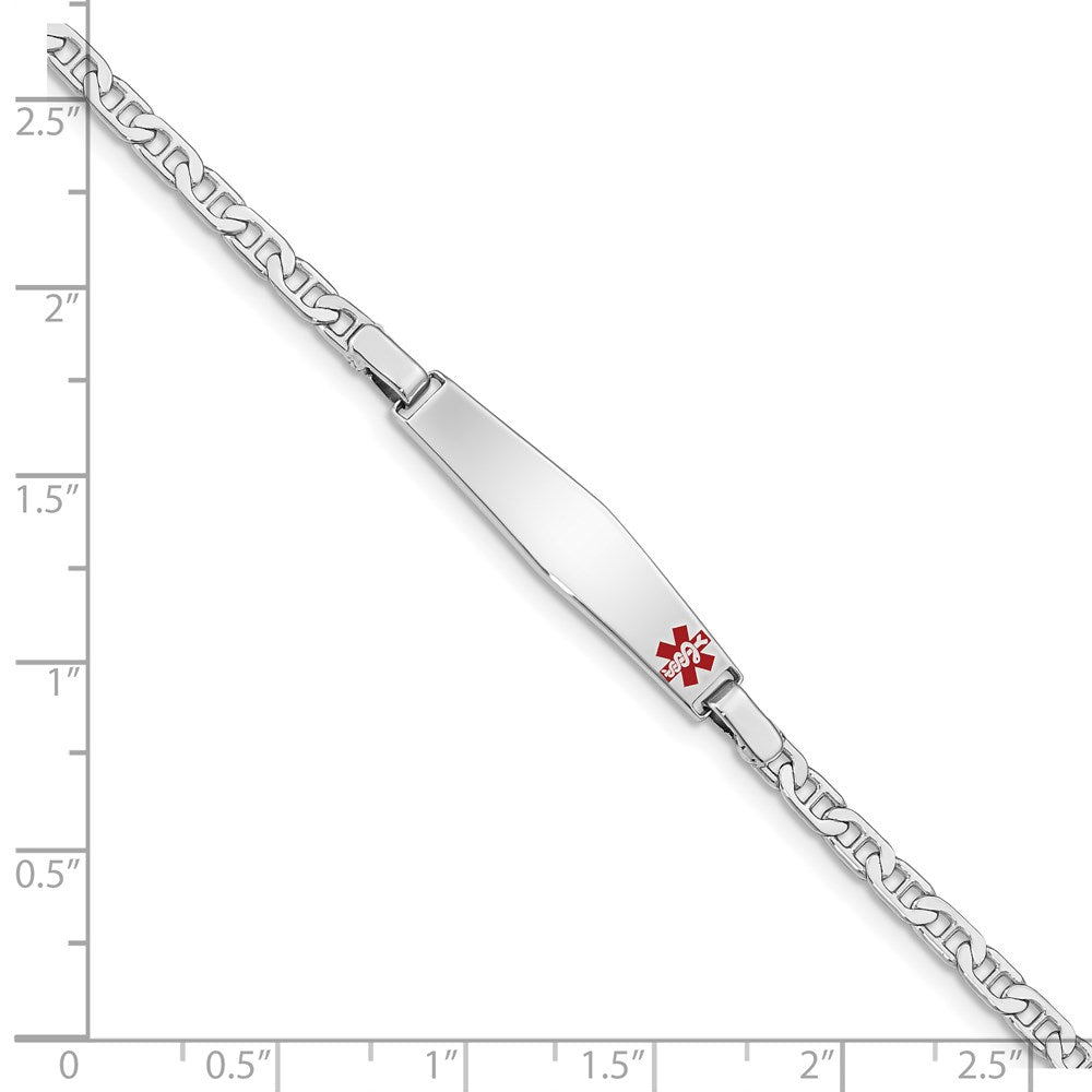 Sterling Silver Rhod-plated Children's Medical ID Bracelet w/Anchor XSM55