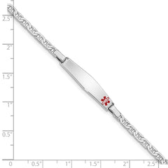 Sterling Silver Rhod-plated Children's Medical ID Bracelet w/Anchor XSM55