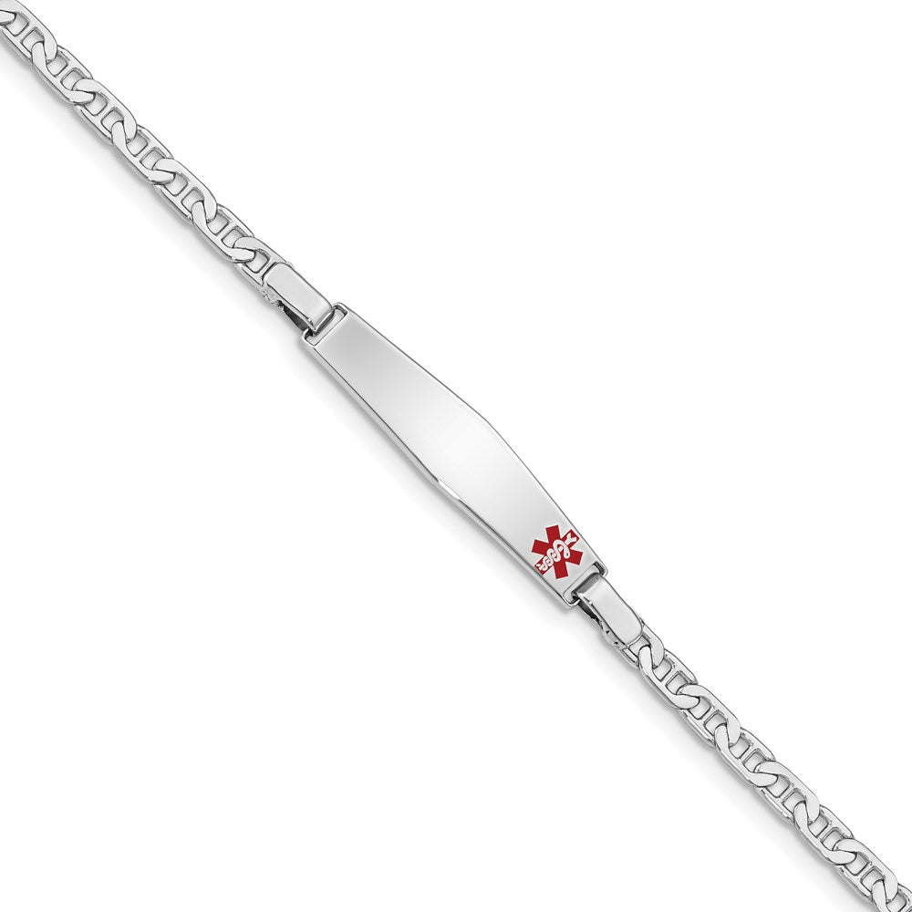 Sterling Silver Rhod-plated Children's Medical ID Bracelet w/Anchor XSM55