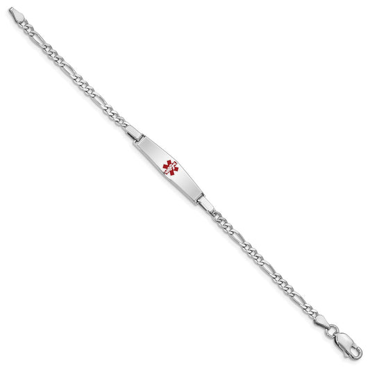Sterling Silver Rhod-plated Children's Medical ID Bracelet w/Figaro XSM56